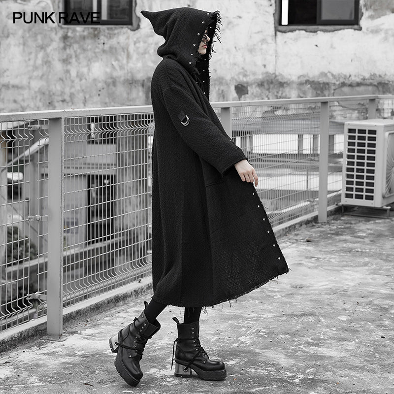Eyelet Dark Burrs Loose Long coat (with belt) - Image 3