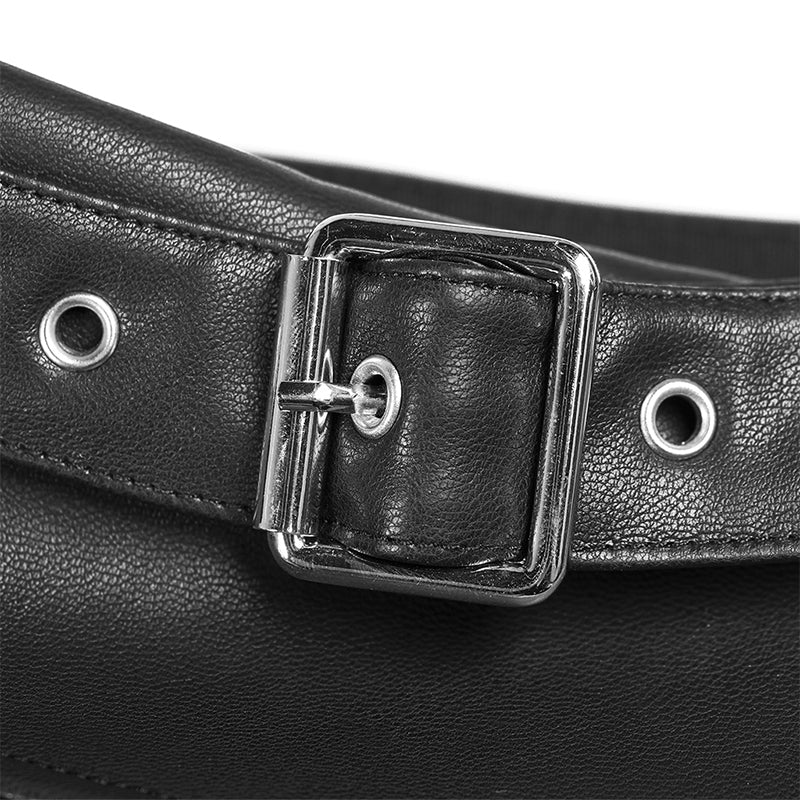 Fake waistband A pendulum leather half skirt - Image 5