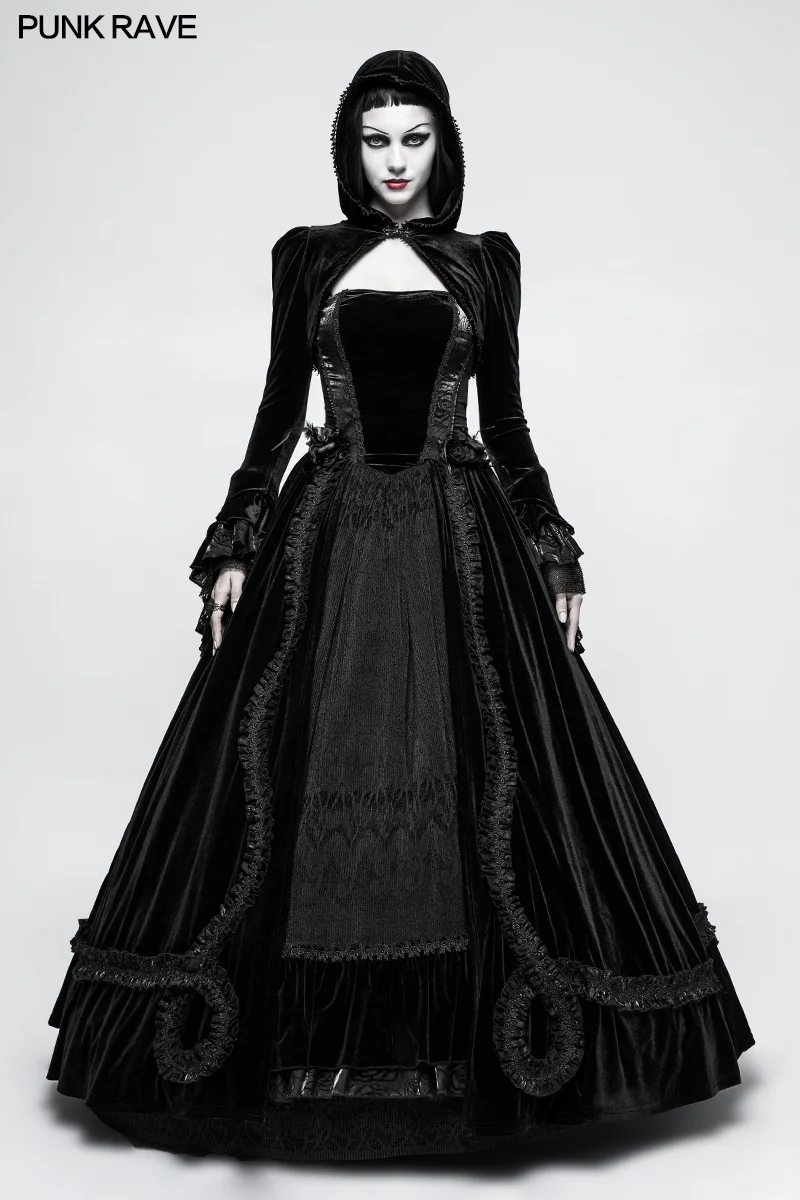 Fashion Luxury Velvet Hooded Short Gothic Coat For Women - Image 6
