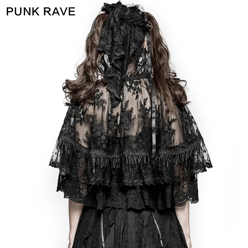 Flower Embroidered High Collar Lace Gothic Coat/lolita Cloak - Image 3