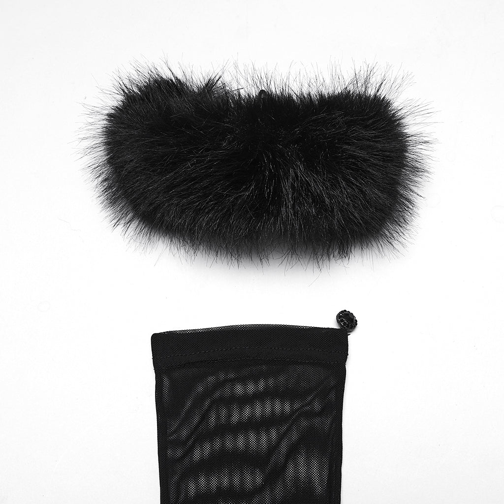 Fluffy Goth Gloves - Image 6