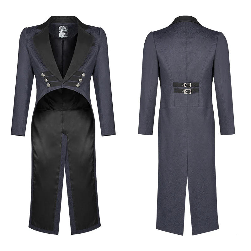 Gentleman Punk Mid-length Coat V-neck Long Sleeve Tailcoat - Image 4