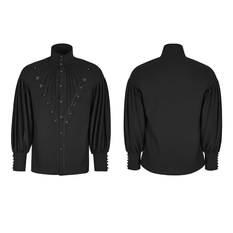 Gorgeous Dise Floret Stripes Gothic Shirt With Long Lantern Sleeve - Image 4