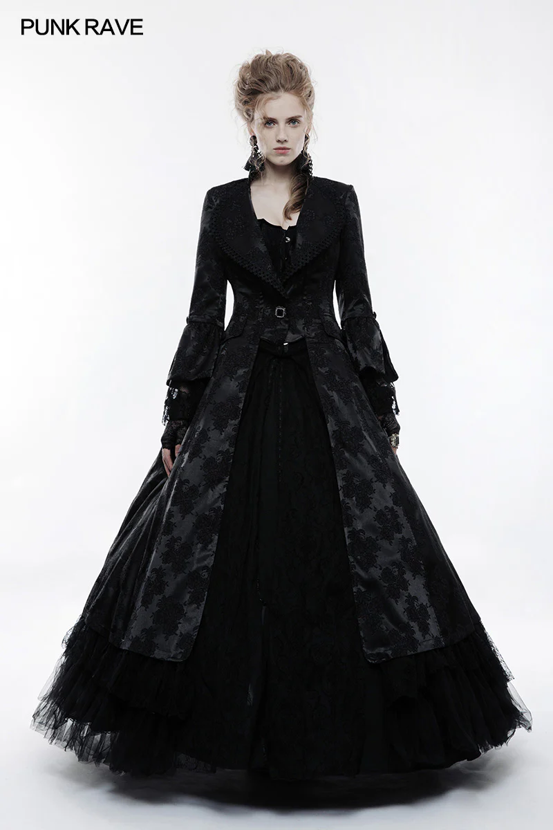 Gorgeous Jacquard Fabric Gothic Coat For Women - Image 11