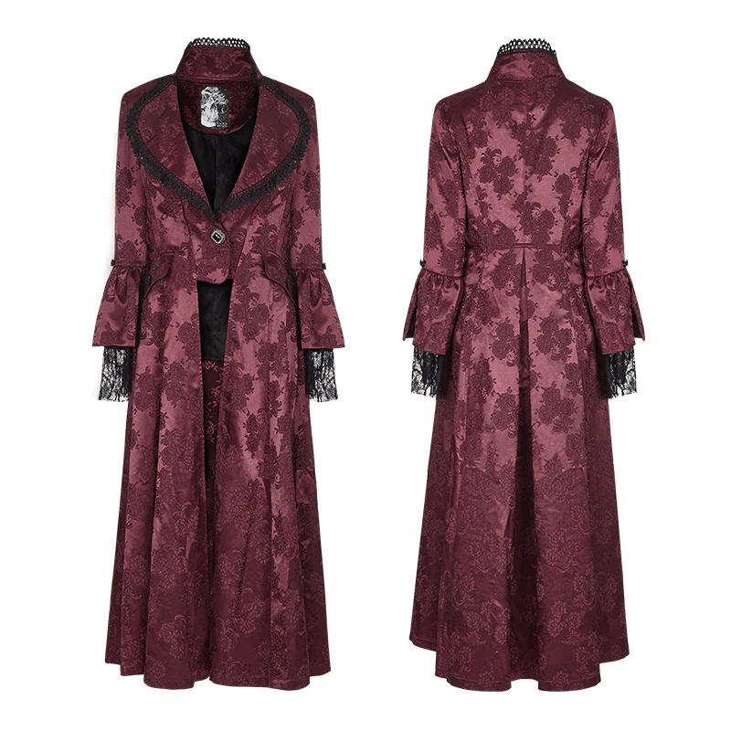 Gorgeous Jacquard Fabric Gothic Coat For Women - Image 9