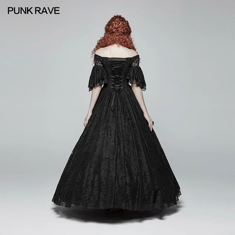 Gorgeous Off Shoulder Victorian Lace Long Dress - Image 3