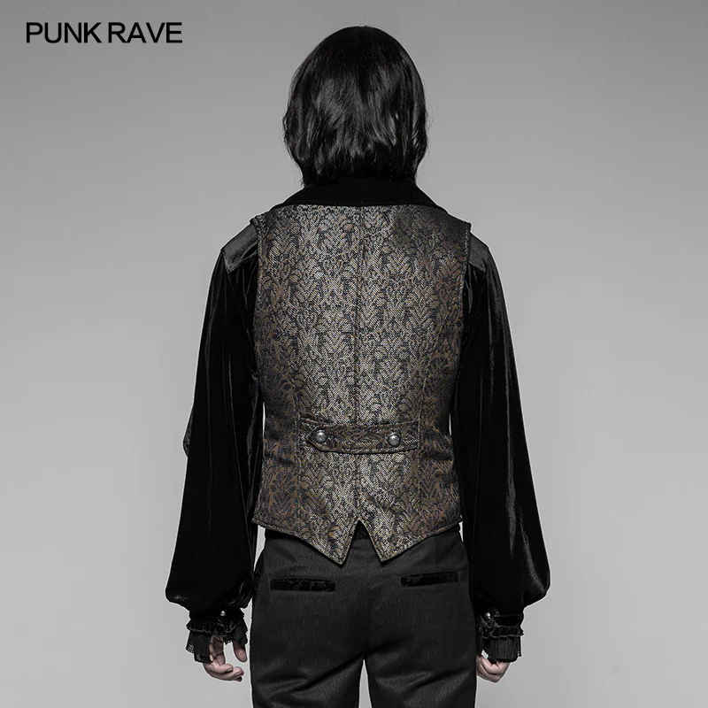 Gorgeous Royal Court Dark Gold Jacquard Waistcoat Gothic Vest - Image 2