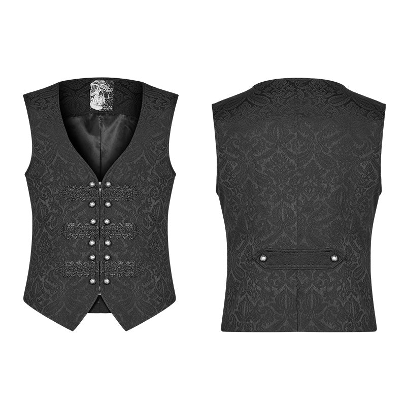 Gorgeous Vintage Gothic Jacquard V-neck Vest - Image 4