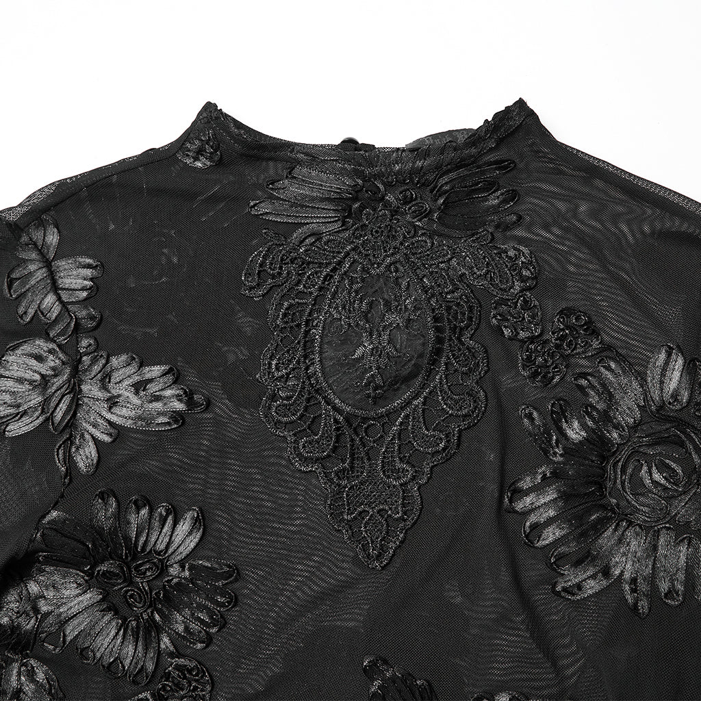 Goth 3D Floral Mesh Lace Undershirt - Image 8