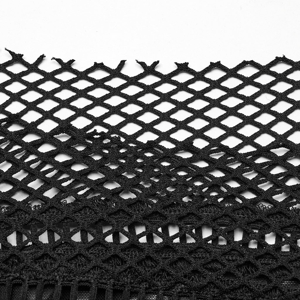 Goth bat flocked mesh T-shirt - Image 3