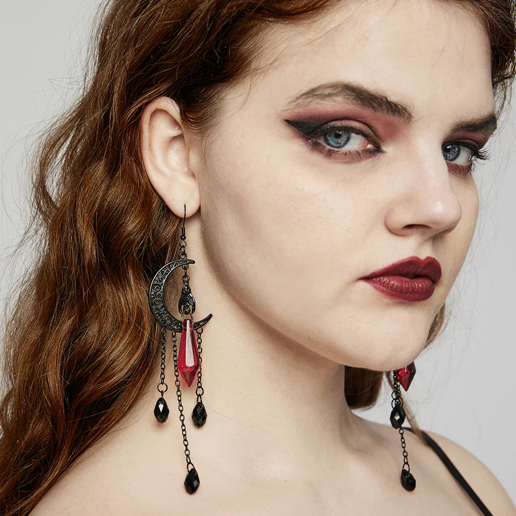 Goth Black Moon Earrings - Image 2