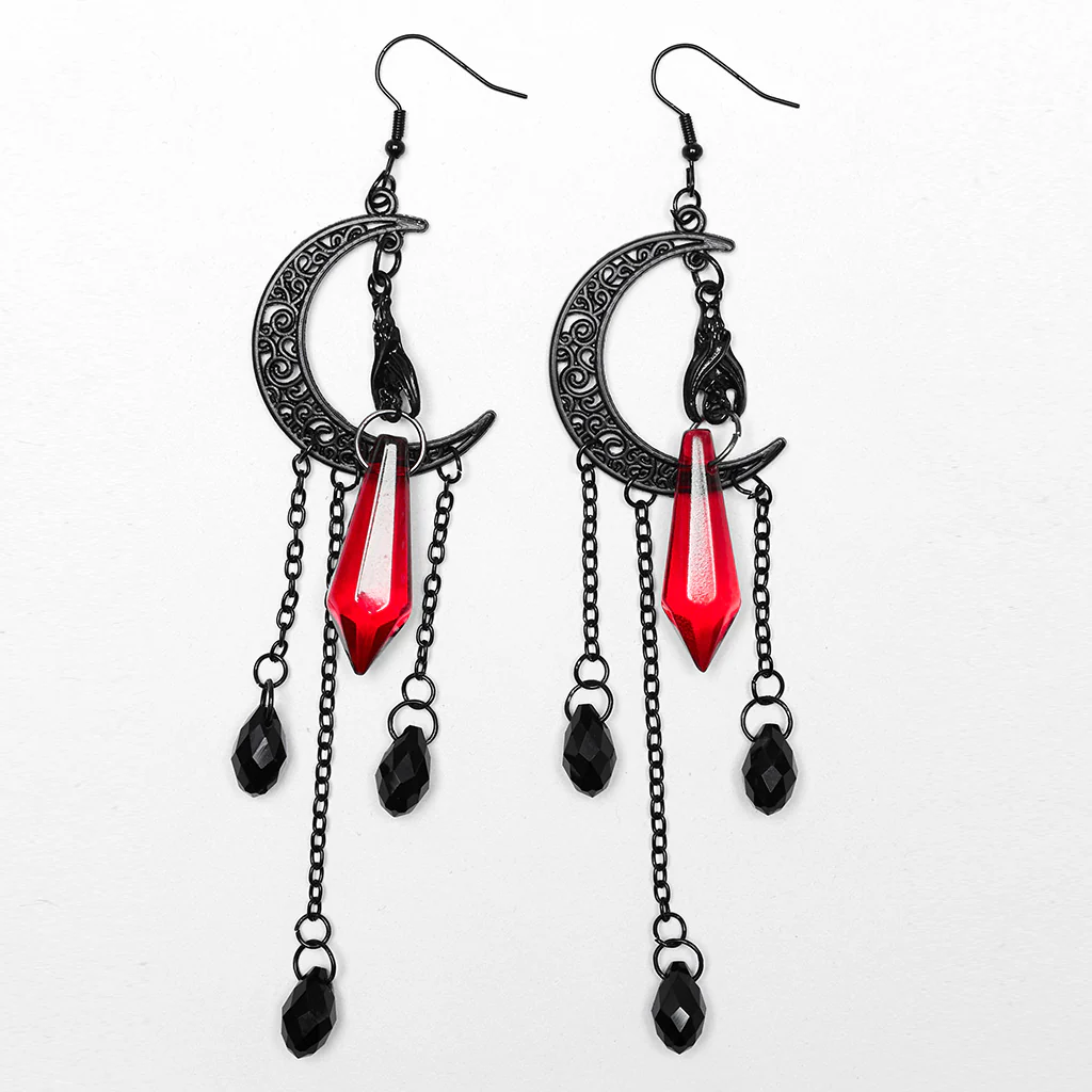 Goth Black Moon Earrings - Image 4