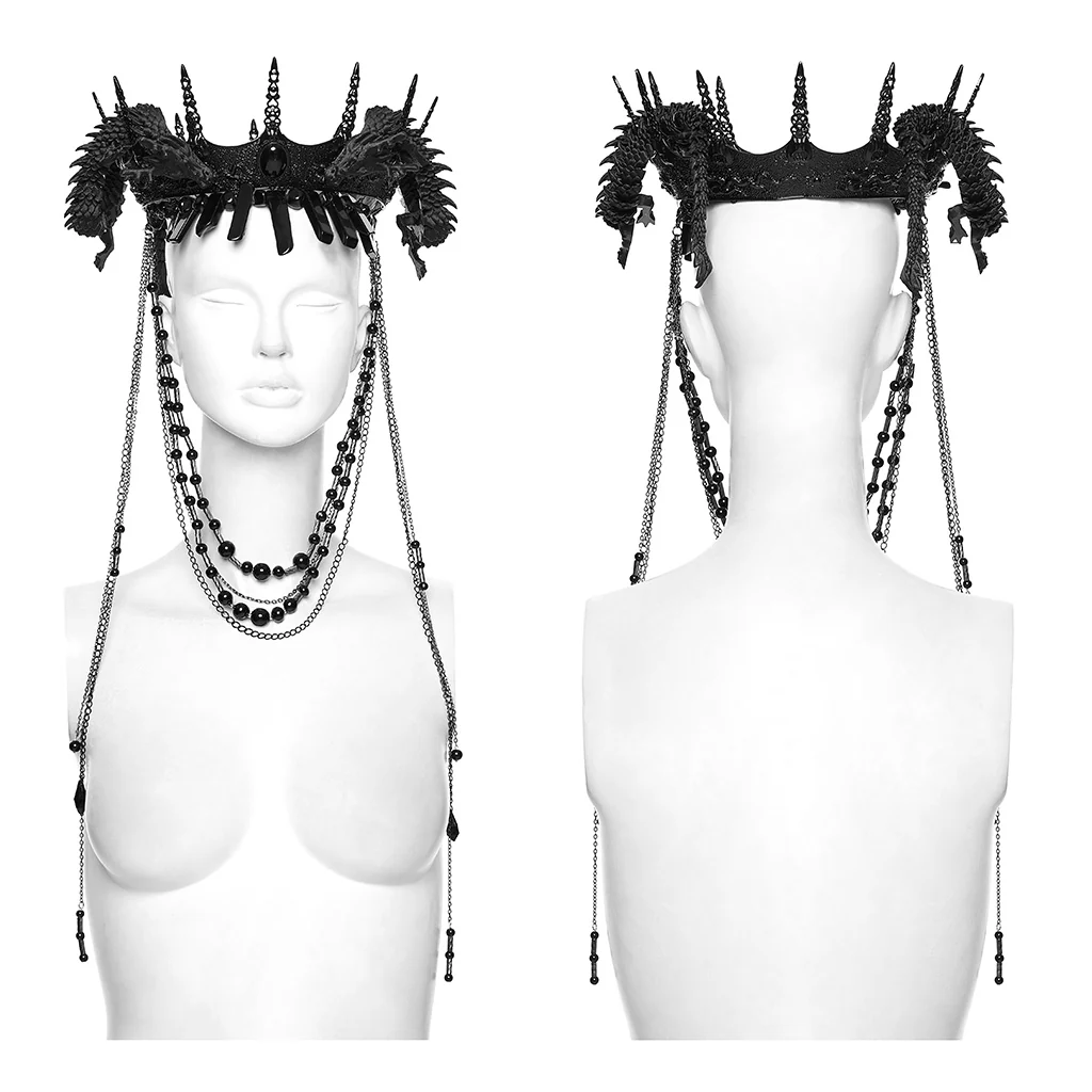 Goth Coiling Dragon Chain Crown - Image 6