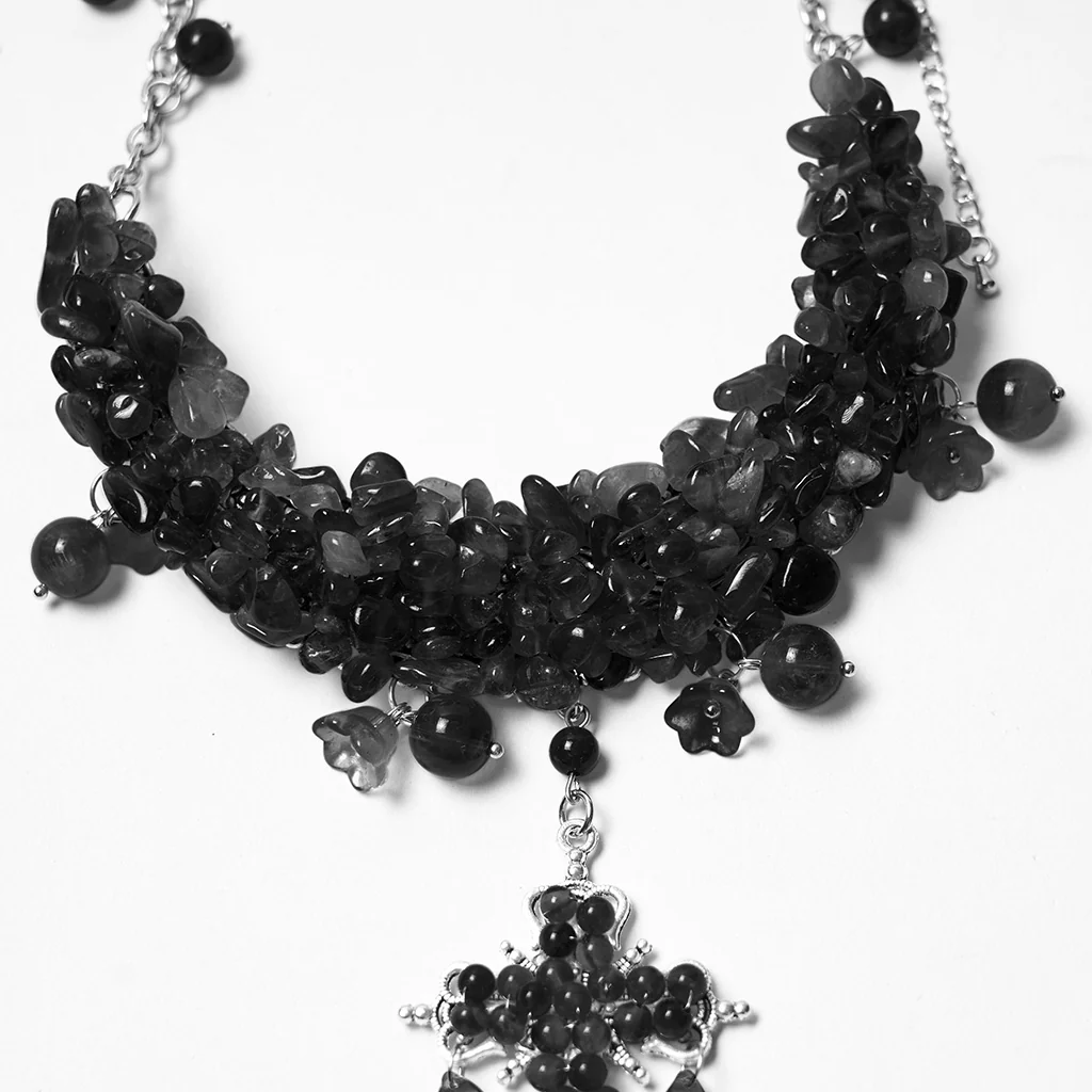 Goth Crystal Cross Necklace - Image 6