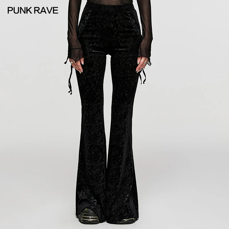 Goth Dark Texture Jacquard Flare Pants - Image 10