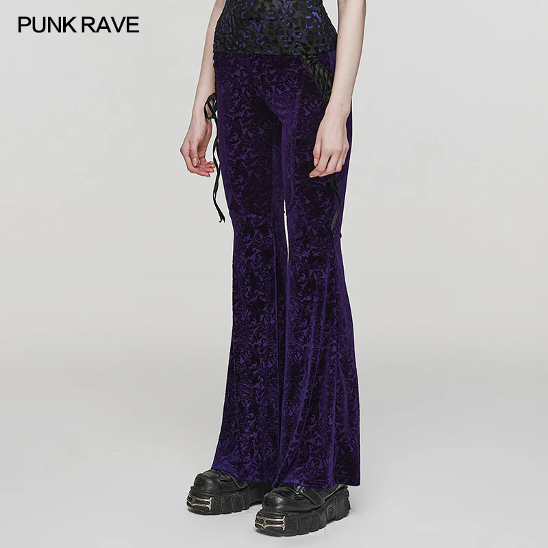 Goth Dark Texture Jacquard Flare Pants - Image 3