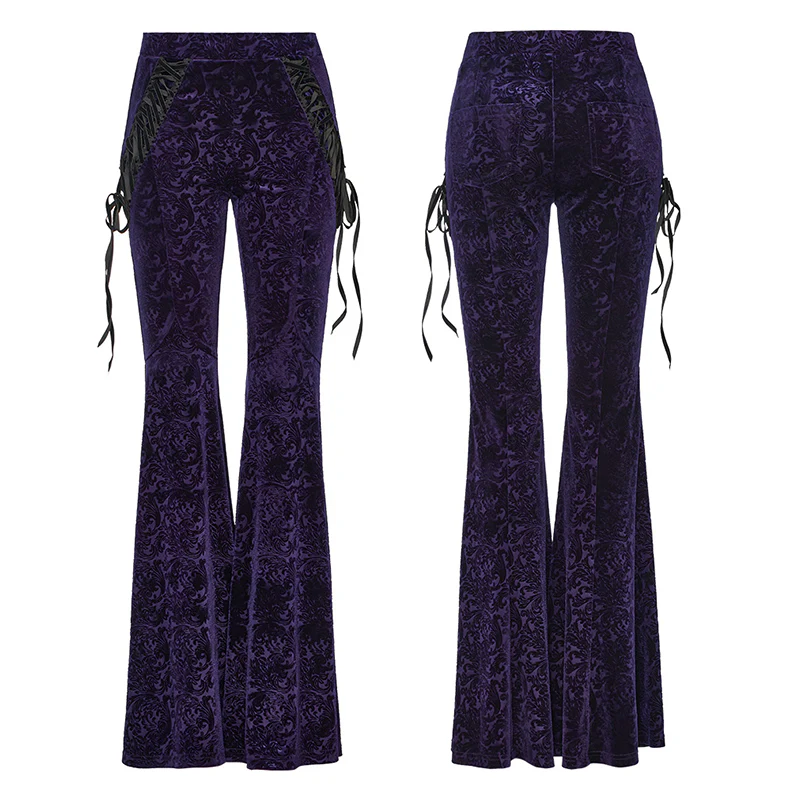 Goth Dark Texture Jacquard Flare Pants - Image 5