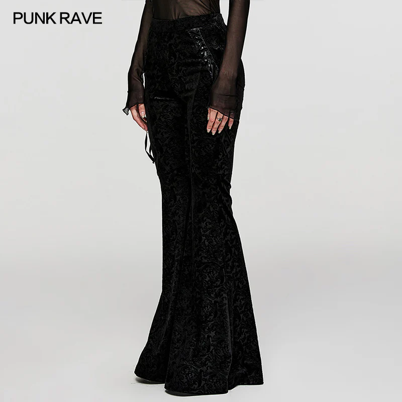 Goth Dark Texture Jacquard Flare Pants - Image 6