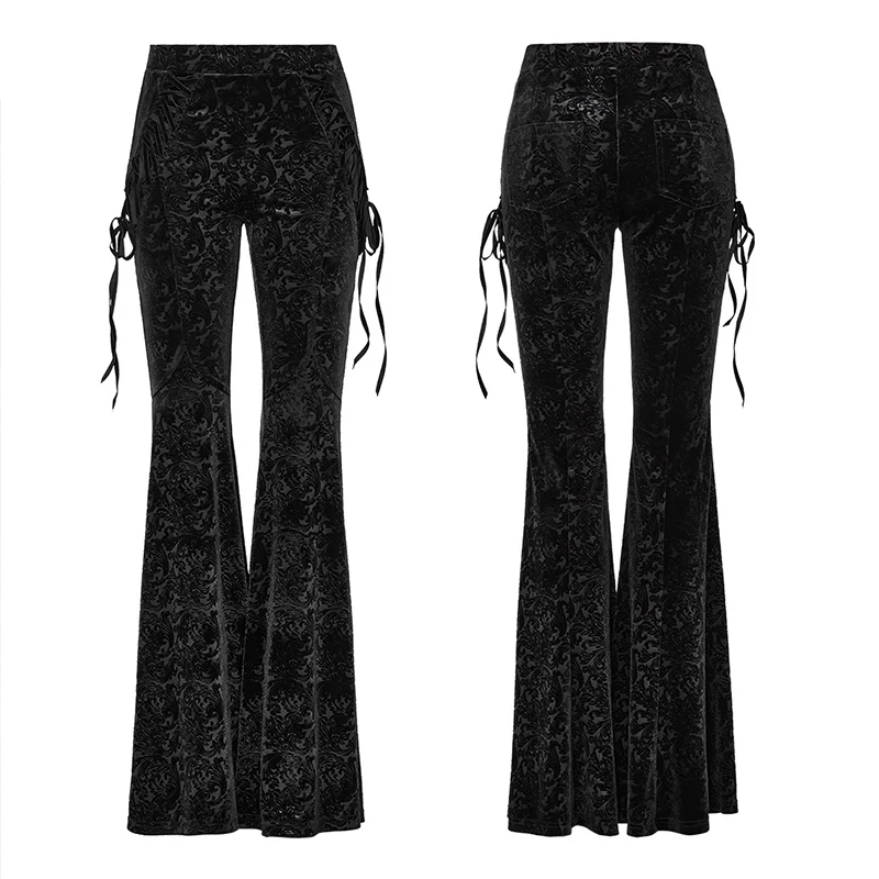 Goth Dark Texture Jacquard Flare Pants - Image 8