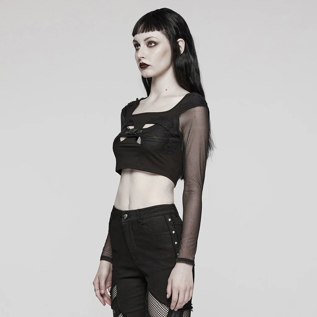 Goth elastic knit skull Top - Image 2