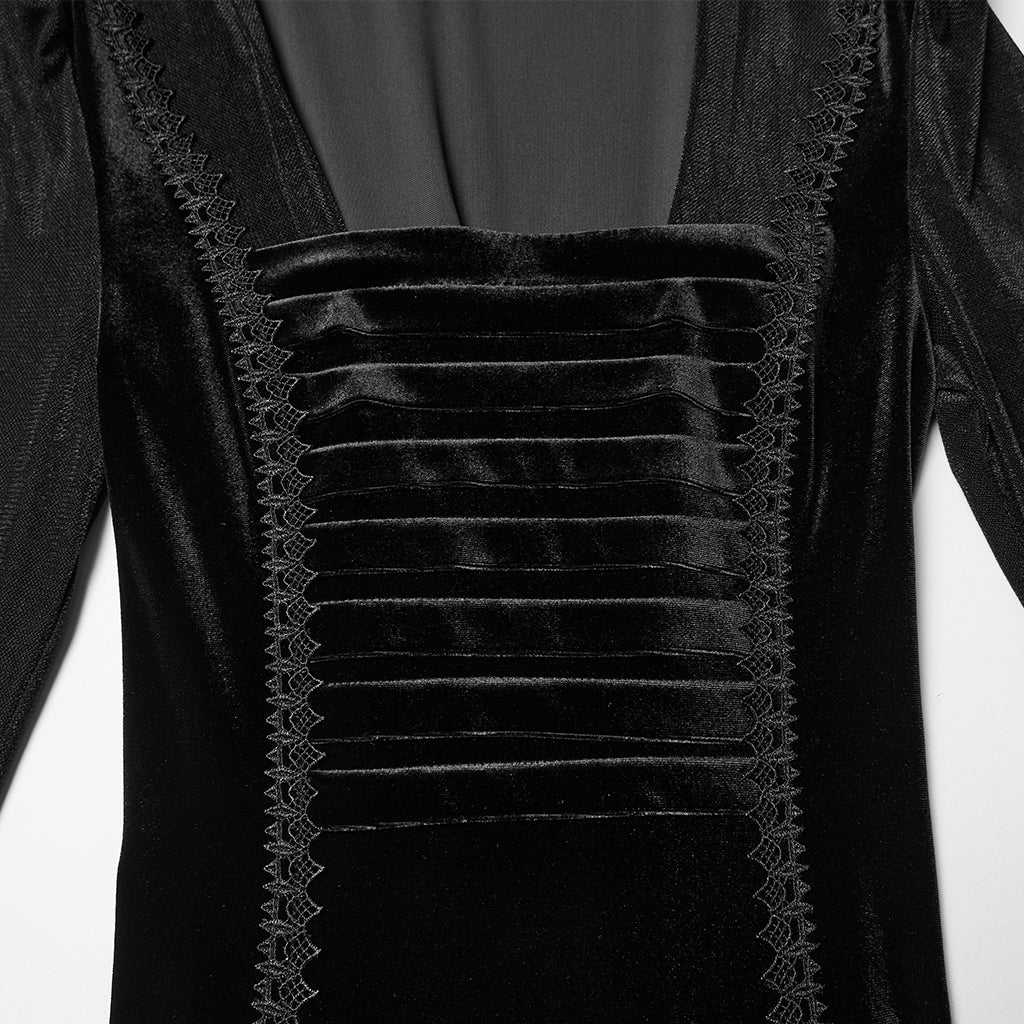 Goth Hooded Velvet Dress - Image 9