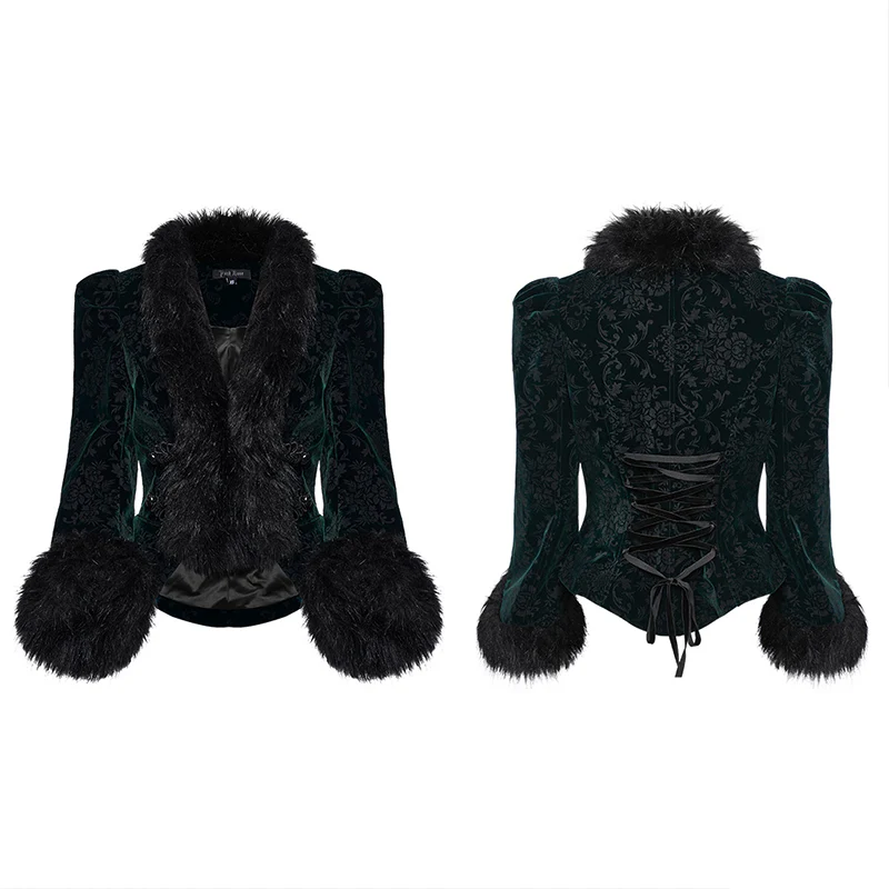GOTH embossed velvet short jacket - Image 4