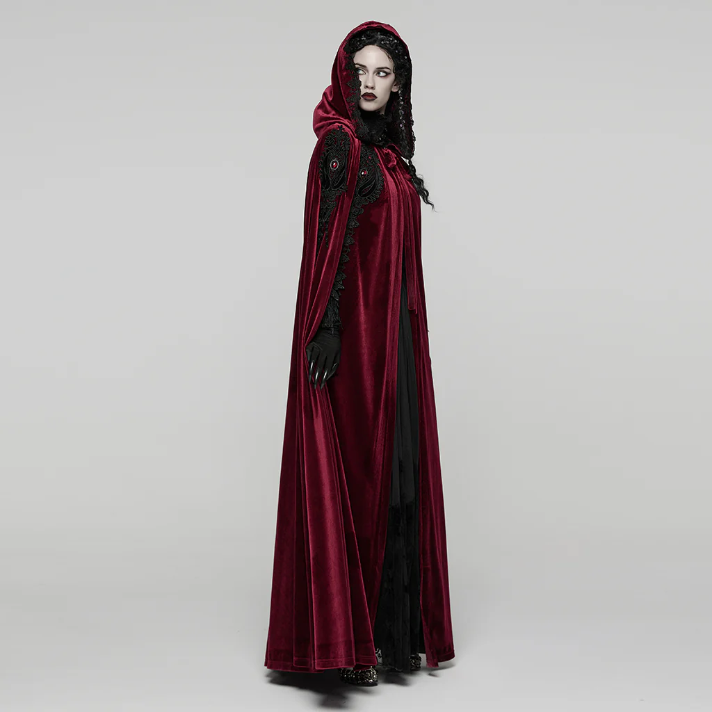 Goth Embroidered Velvet Cloak - Image 11