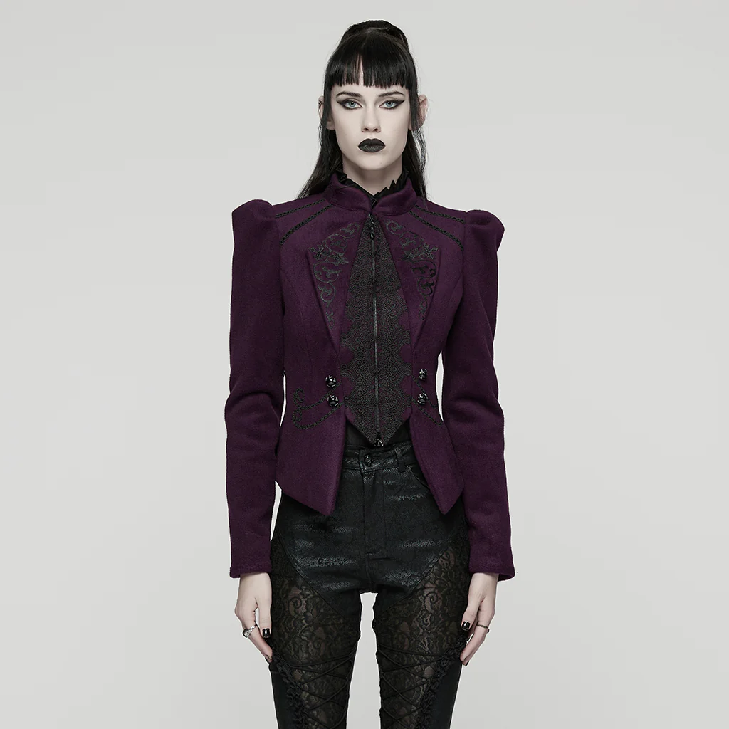 Goth Embroidered Woolen Coat - Image 2