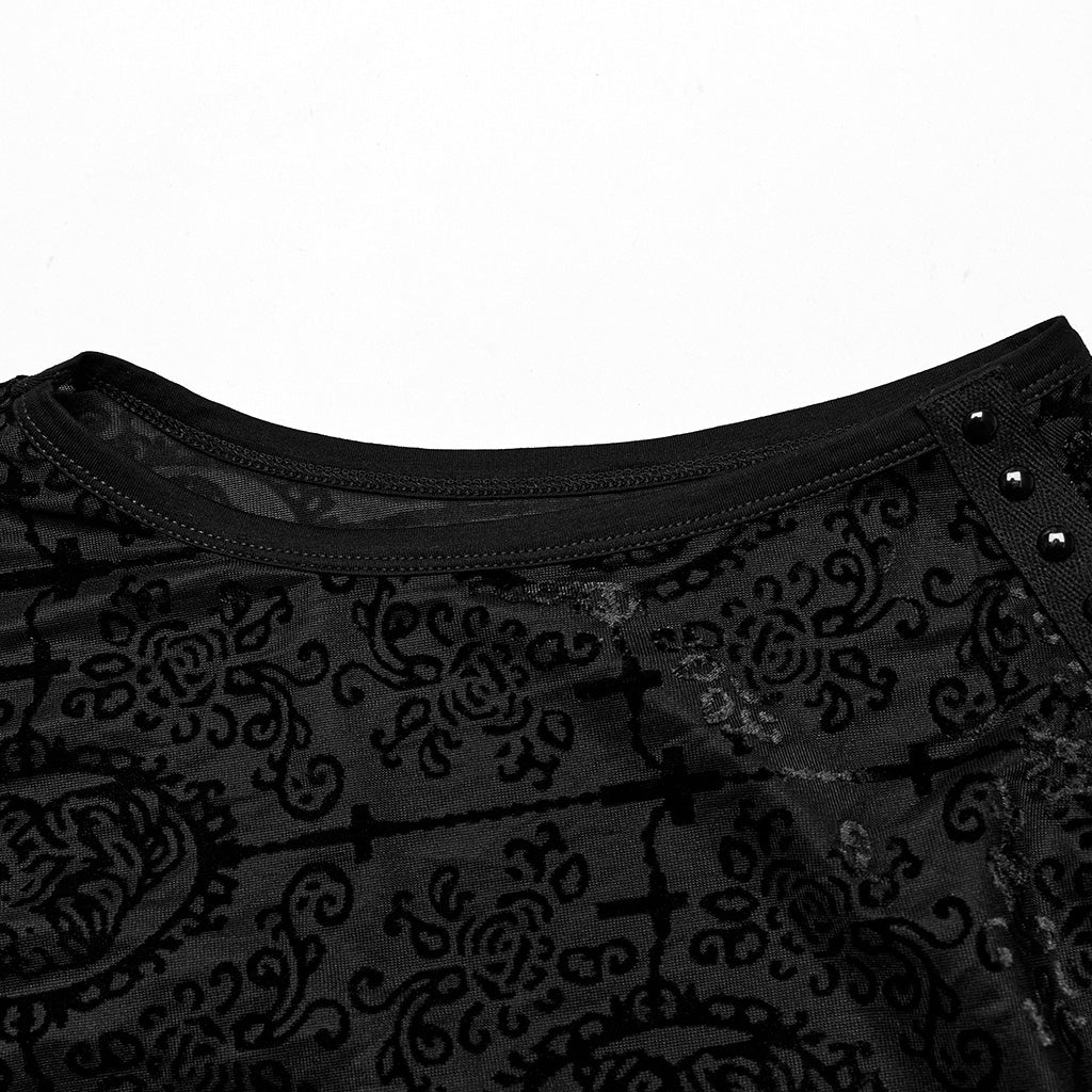 Goth Flocked Mesh Tank Top - Image 2