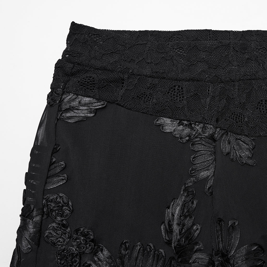 Goth Floral Lace Leggings - Image 5