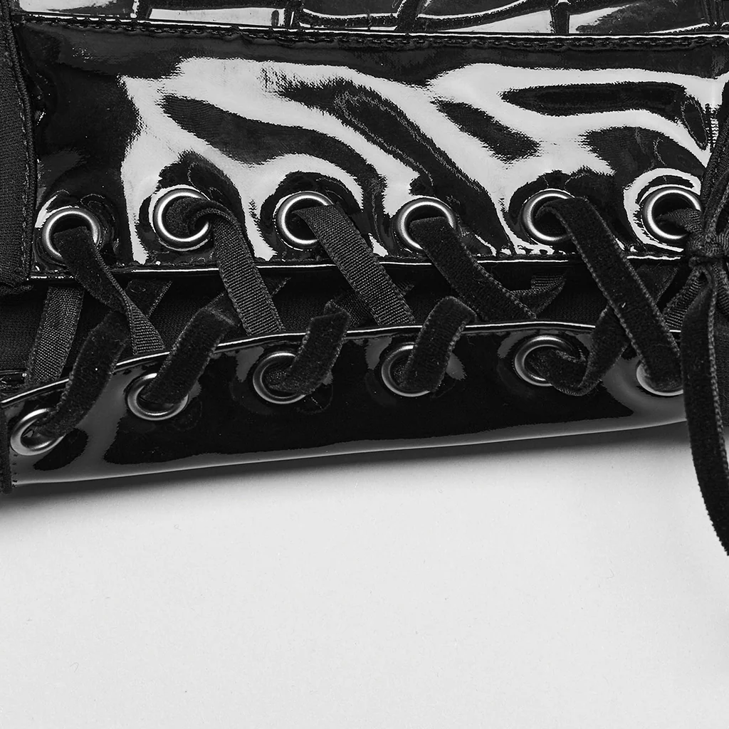 Goth glossy patent leather gloves - Image 3