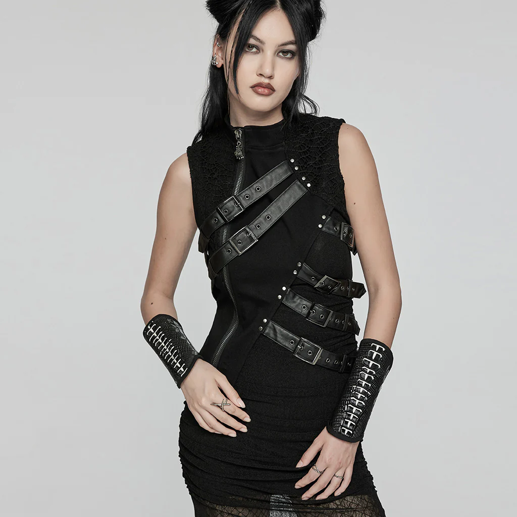 Goth glossy patent leather gloves - Image 5