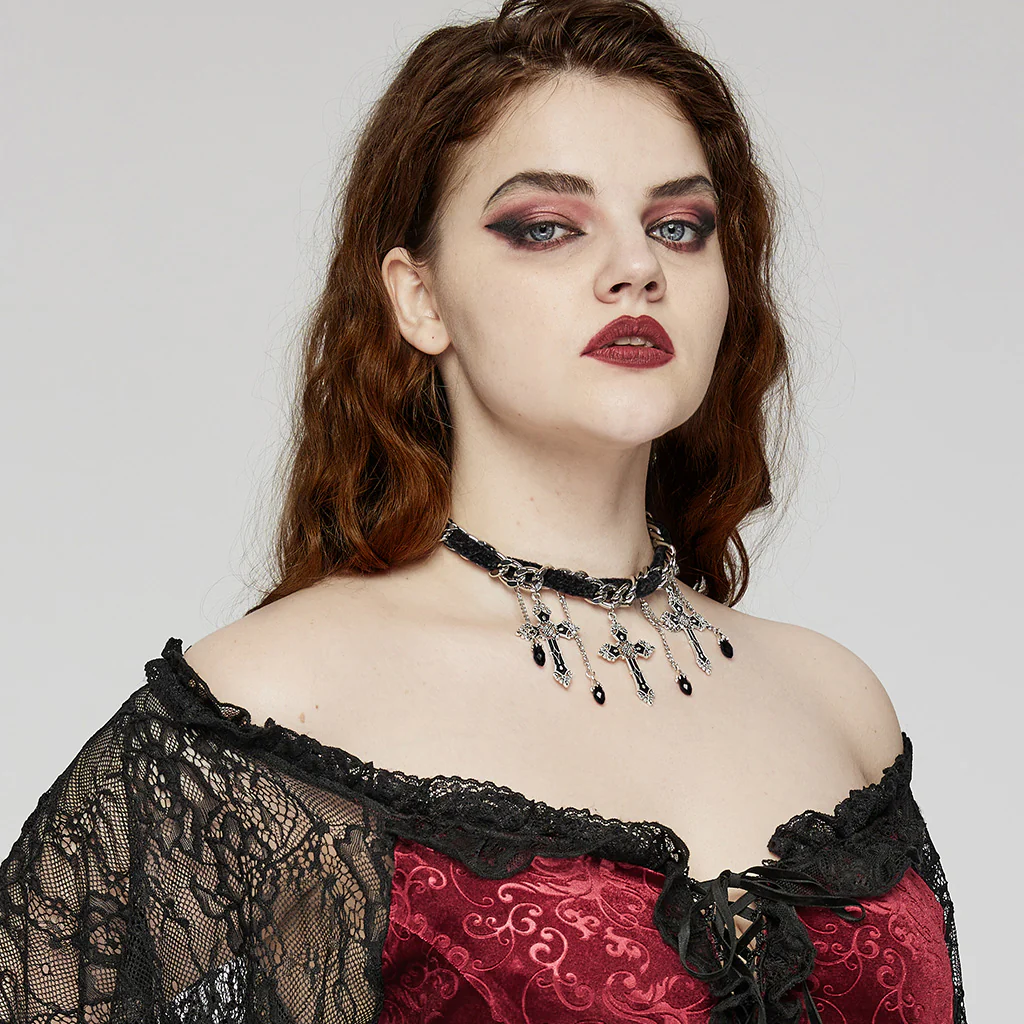 Goth Gorgeous Cross Choker - Image 8