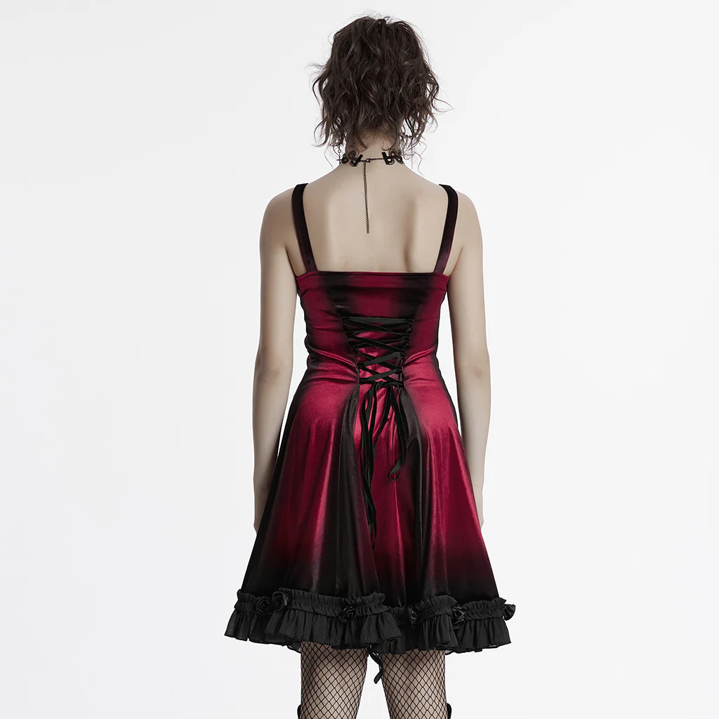 Goth gradient printed velvet dress - Image 22