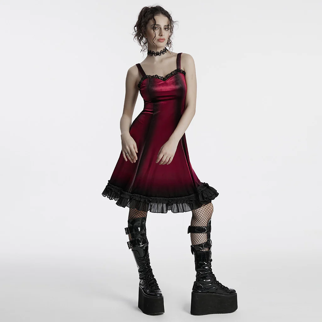 Goth gradient printed velvet dress - Image 23