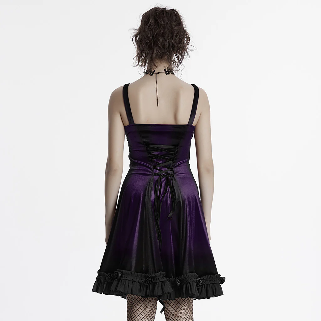 Goth gradient printed velvet dress - Image 4