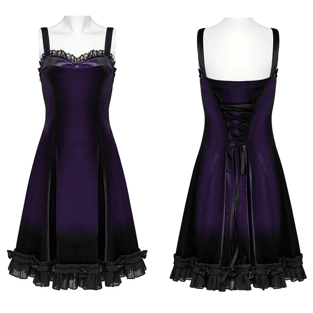 Goth gradient printed velvet dress - Image 6