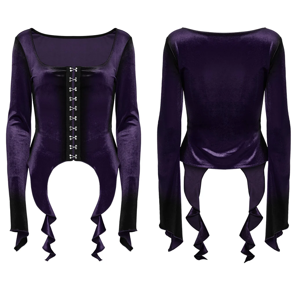Goth Gradient Printed Velvet T-shirt - Image 20