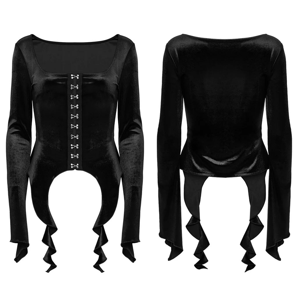 Goth Gradient Printed Velvet T-shirt - Image 6