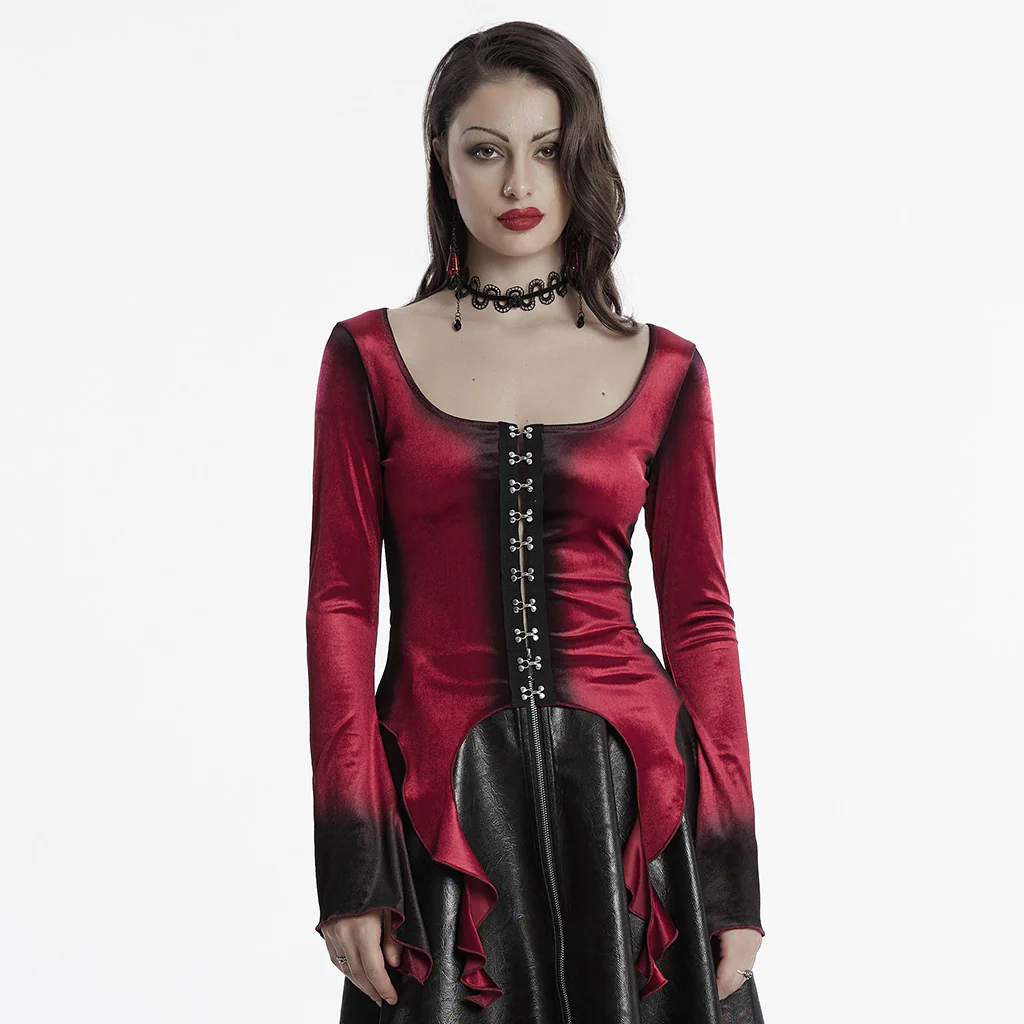 Goth Gradient Printed Velvet T-shirt - Image 8