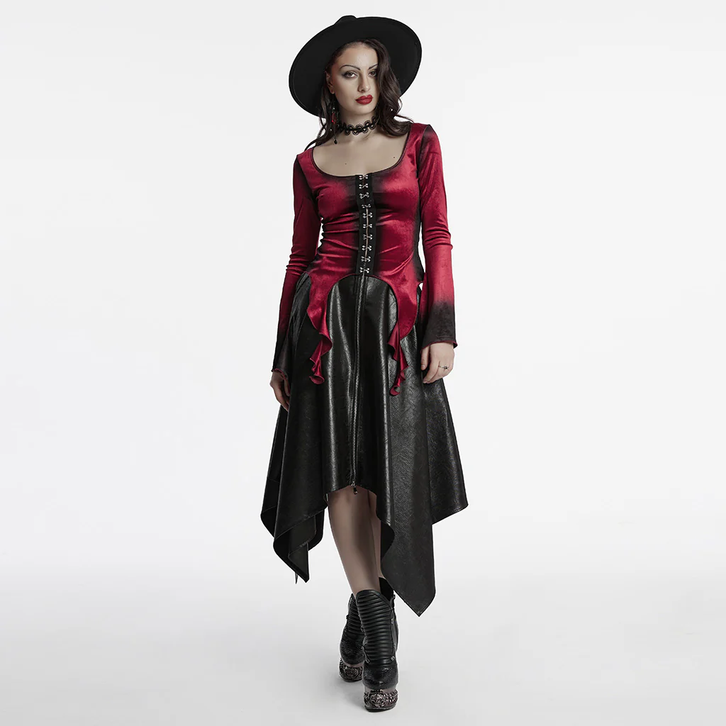 Goth Gradient Printed Velvet T-shirt - Image 9