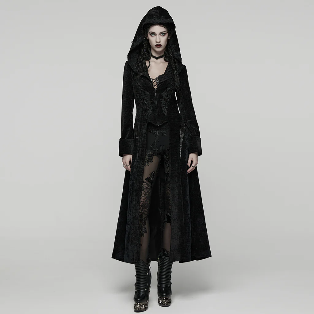Goth Hooded Mysterious Coat - Image 4