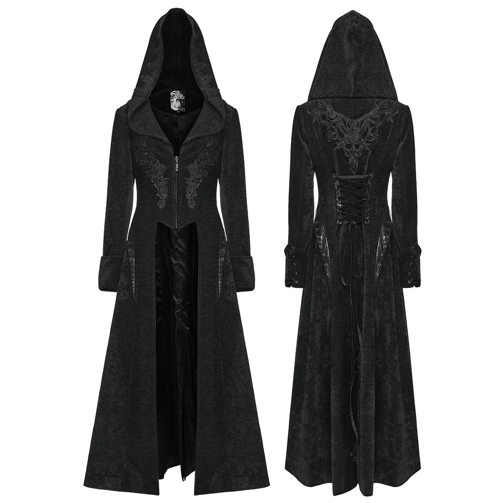 Goth Hooded Mysterious Coat - Image 6
