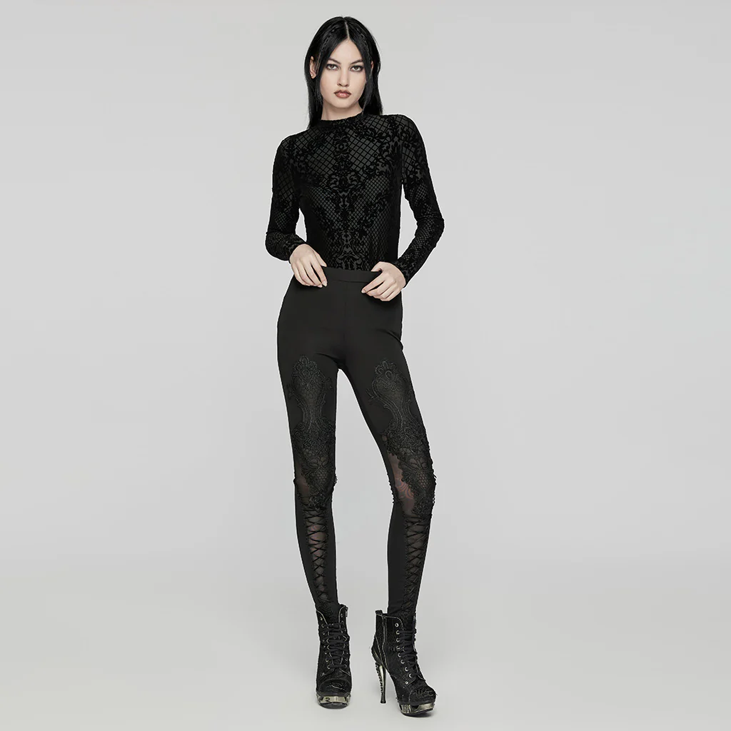Goth lace decal leggings - Image 4