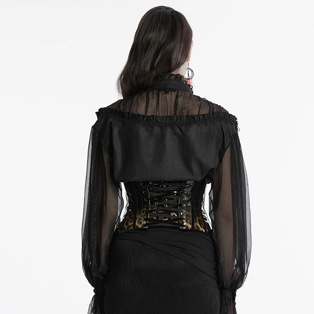 Goth leopard print patent leather corset - Image 12