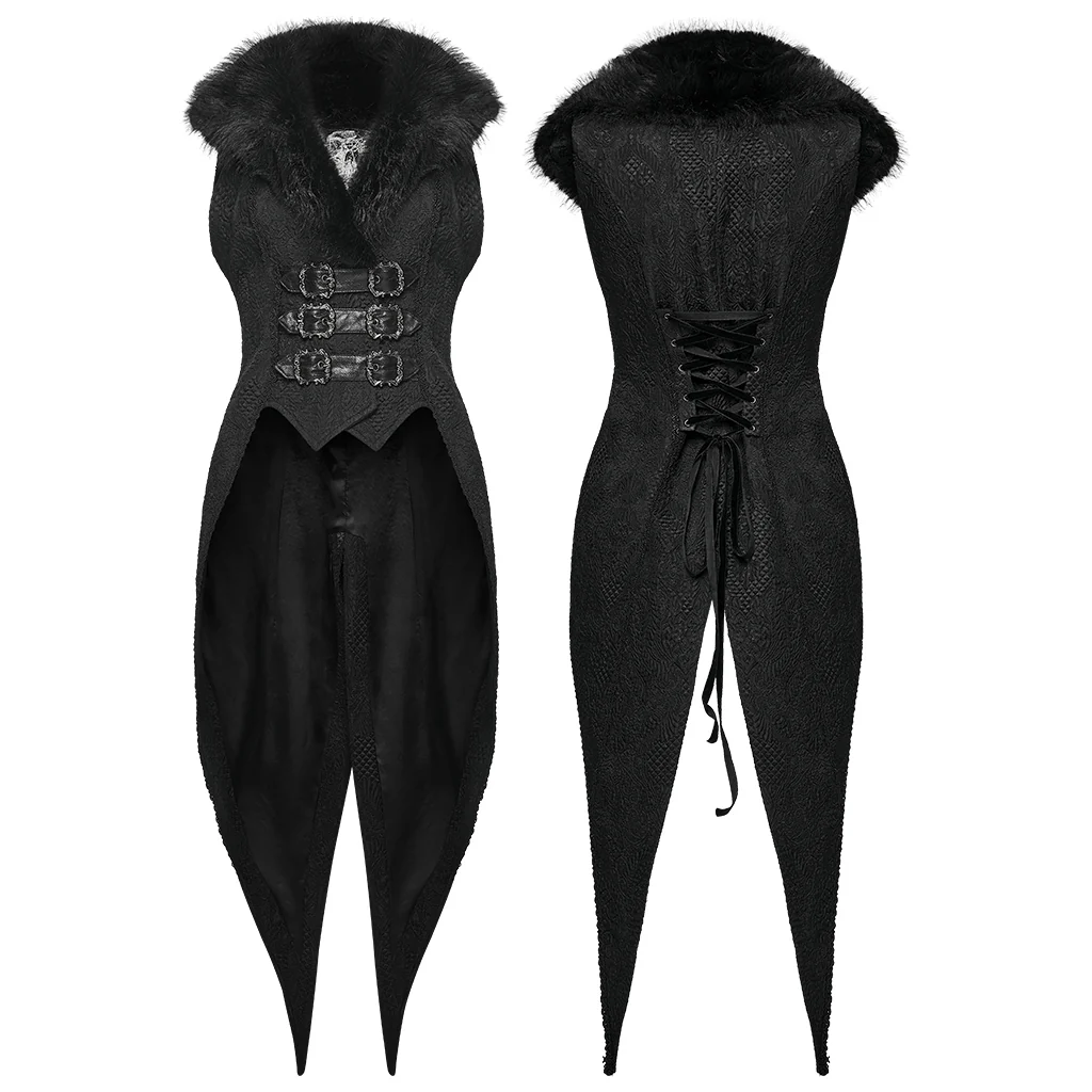 Goth Plush Lapel Swallowtail Vest - Image 5