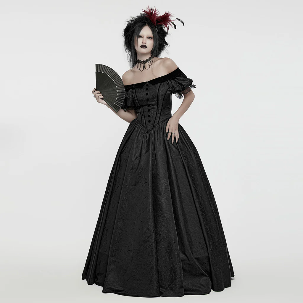 Goth retro velvet formal dress - Image 4