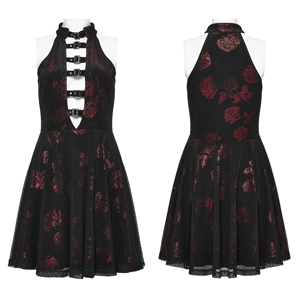 Goth Rose Print Dress - Image 15