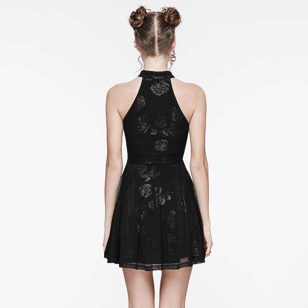 Goth Rose Print Dress - Image 4