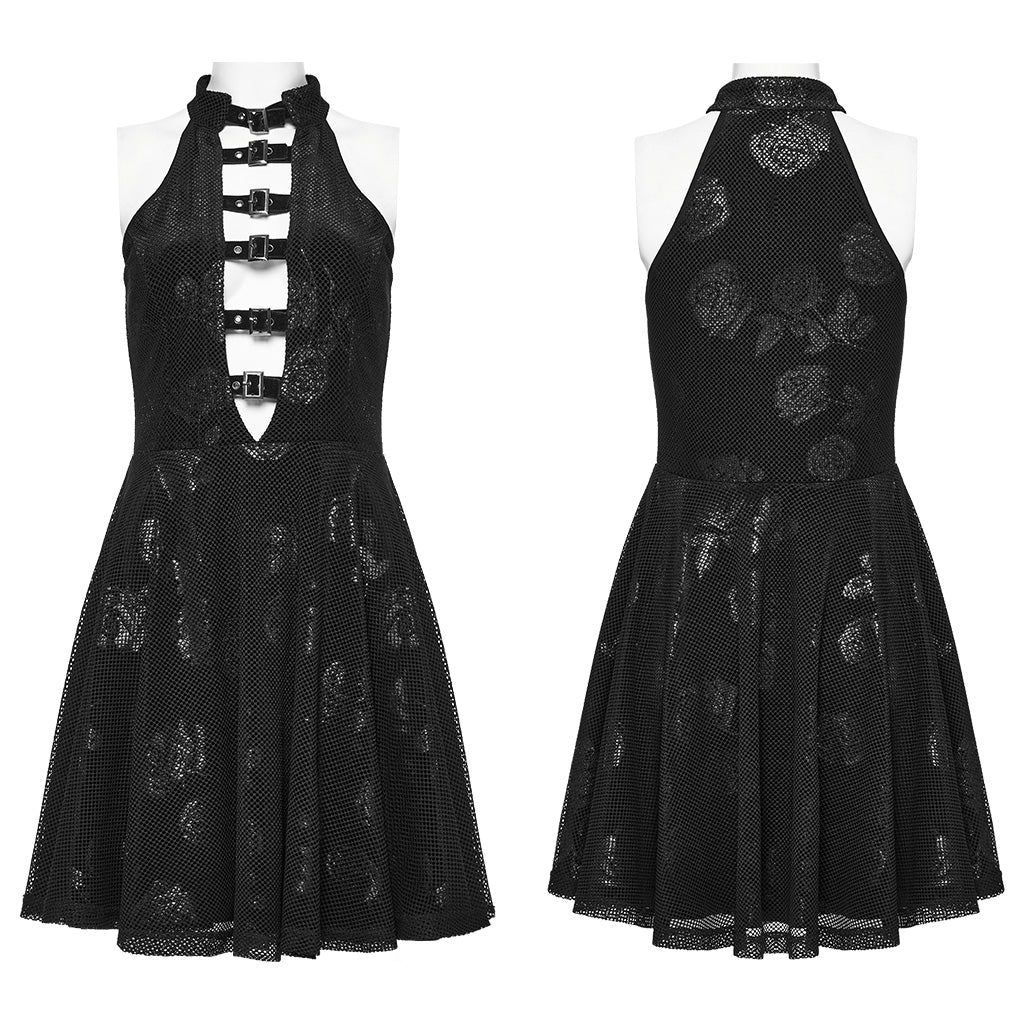 Goth Rose Print Dress - Image 6